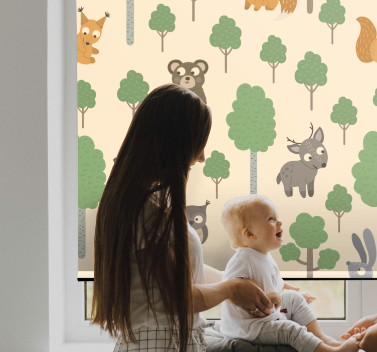 Toile fenêtre chambre enfant bébés créatures de la forêt - TenStickers