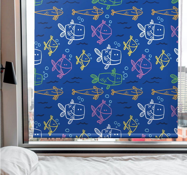 Toile fenêtre animaux motif de poisson amusant - TenStickers