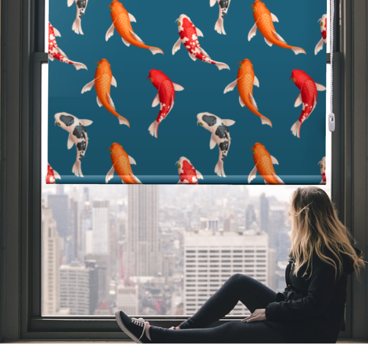Toile fenêtre animaux motif de poisson koi - TenStickers