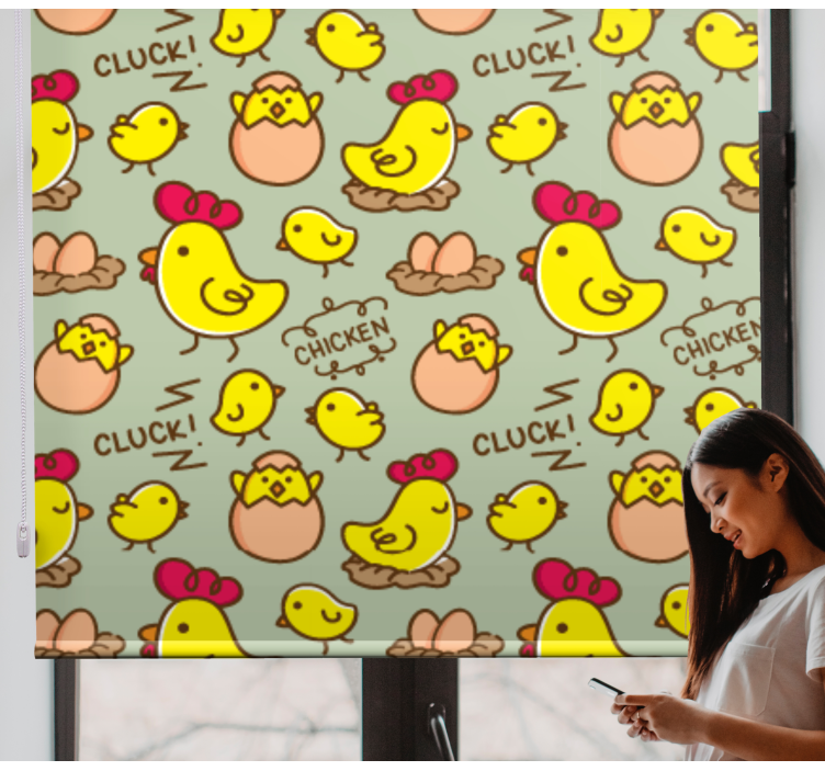 Toile fenêtre animaux motif de poulets charmants - TenStickers