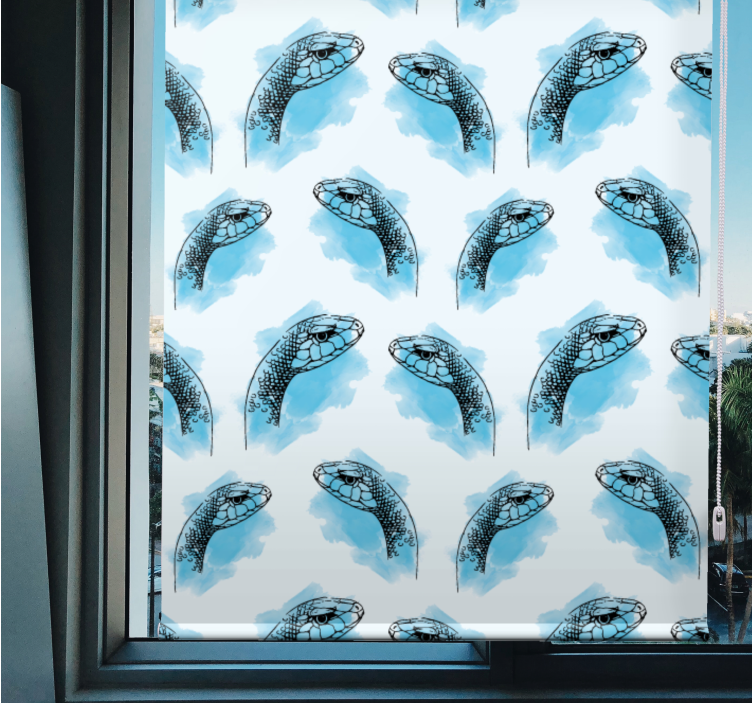 Toile fenêtre animaux visages de serpent bleu - TenStickers
