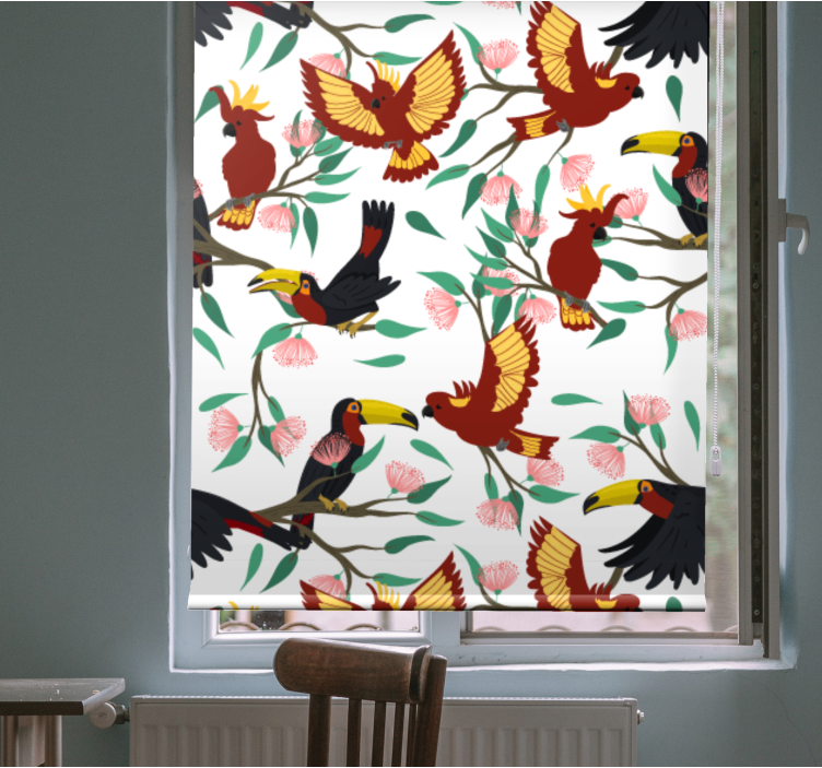 Toile fenêtre animaux motifs d'oiseaux tropicaux - TenStickers