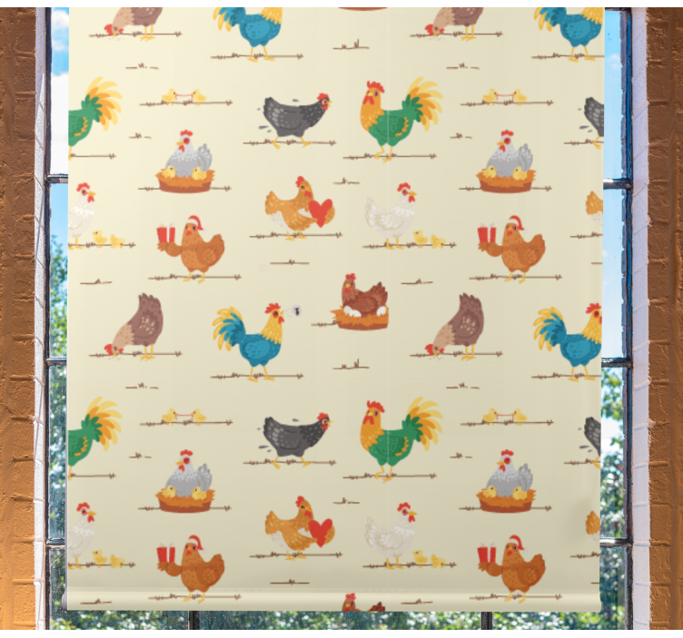 Toile fenêtre animaux poules et coqs - TenStickers