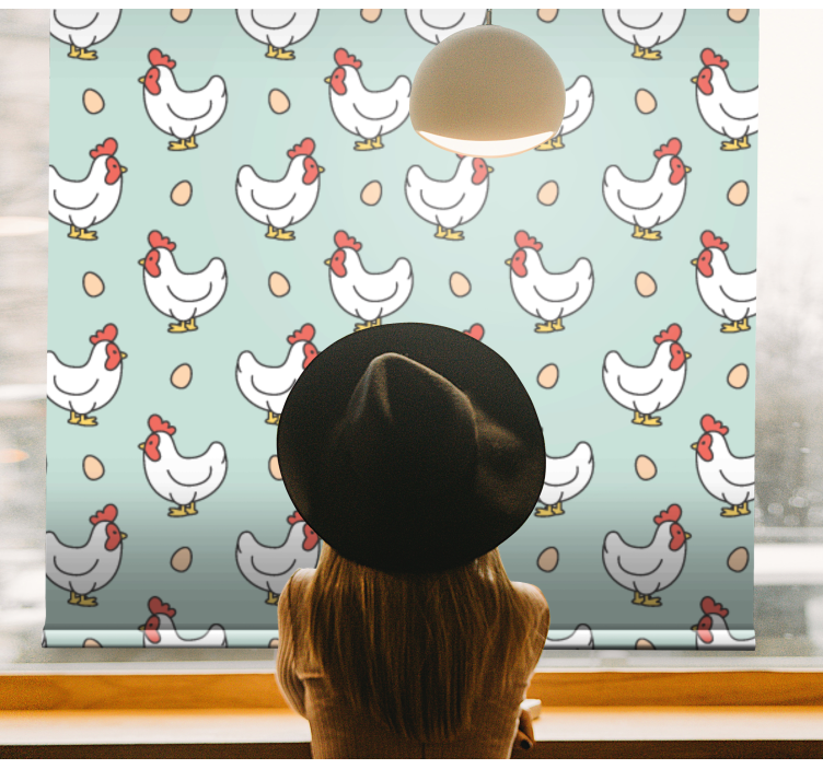 Toile fenêtre animaux poulets blancs et œufs - TenStickers