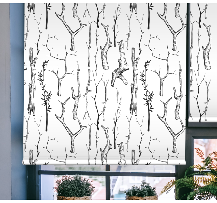 Toile fenêtre arbre branches noires et blanches - TenStickers