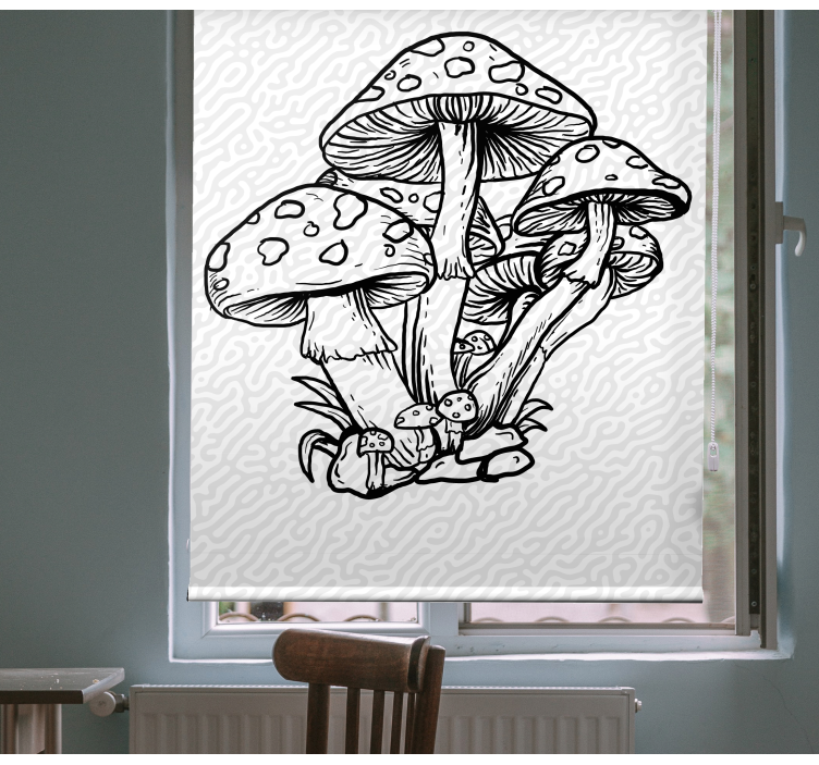 Toile fenêtre arbre silhouette de grappe de champignons - TenStickers