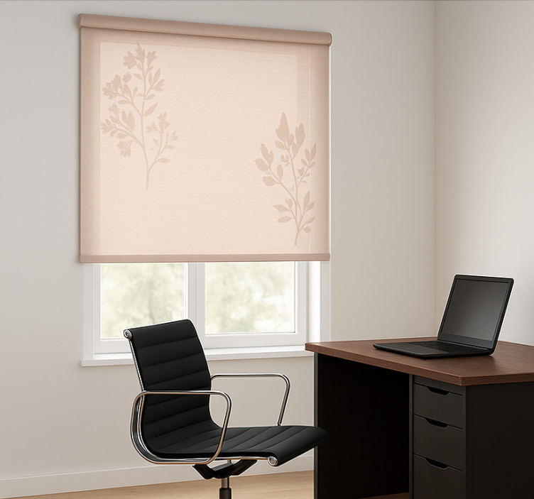 Toile fenêtre bureaux rose-beige translucide - TenStickers