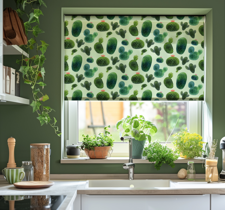 Toile fenêtre cactus motif du désert - TenStickers