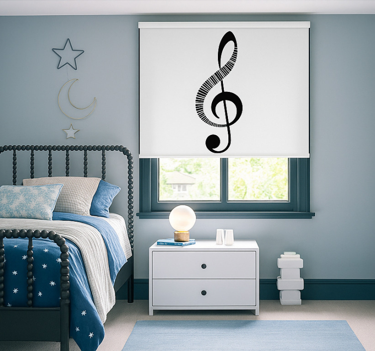 Toile fenêtre chambre adolescent note de musique - TenStickers