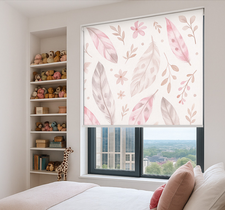 Toile fenêtre chambre adolescent plumes roses - TenStickers