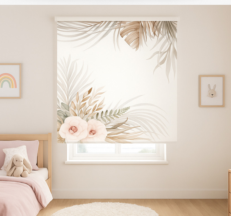 Toile fenêtre chambre enfant motif floral bohème - TenStickers