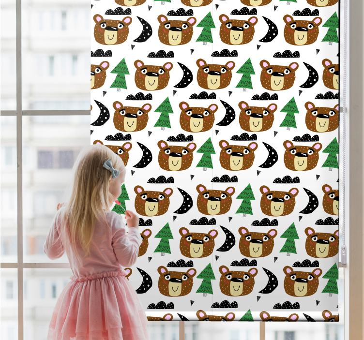 Toile fenêtre chambre enfant modèles de bébé ours - TenStickers