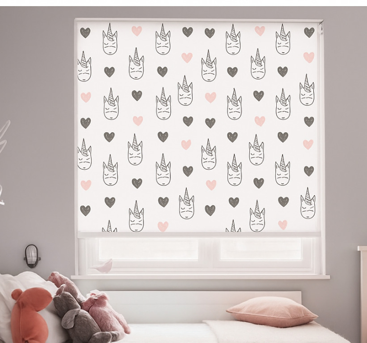Toile fenêtre chambre enfant motif de licornes nordiques - TenStickers