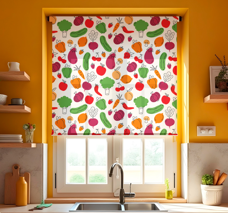 Toile fenêtre cuisine fruits et légumes - TenStickers