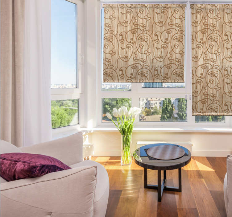 Toile fenêtre moderne motifs de visage abstraits - TenStickers