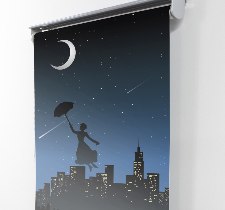 Toile fenêtre série et film vol parapluie silhouette - TenStickers