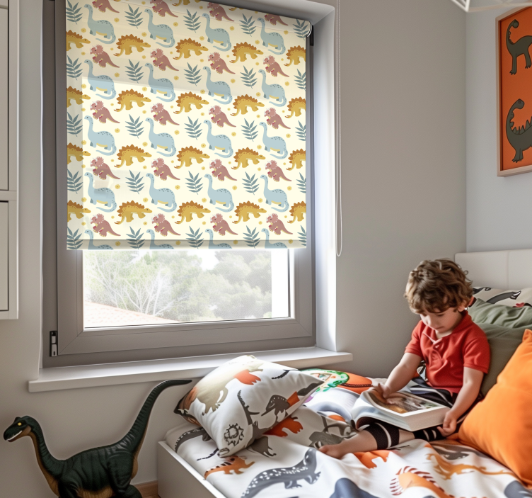 Toile fenêtre dinosaures style minimaliste - TenStickers