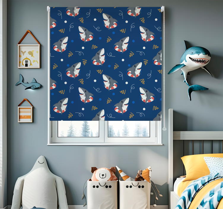 Toile fenêtre amusant modèle de requin sauveteur - TenStickers