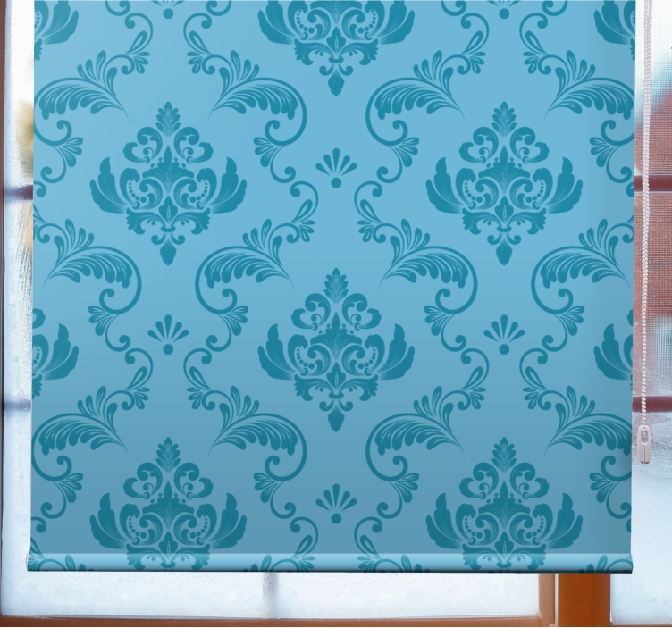 Toile fenêtre élégante motif damassé bleu - TenStickers