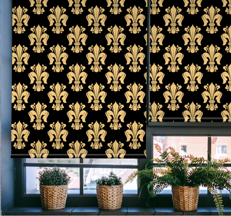 Toile fenêtre élégante motif fleur de lys doré - TenStickers