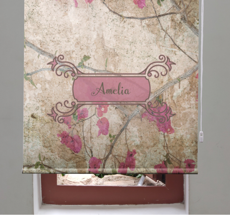 Toile fenêtre fleur élégance florale avec nom - TenStickers