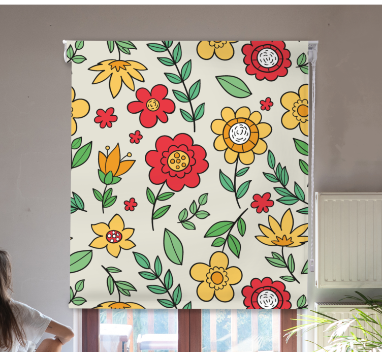 Toile fenêtre fleur motif coloré et vif - TenStickers