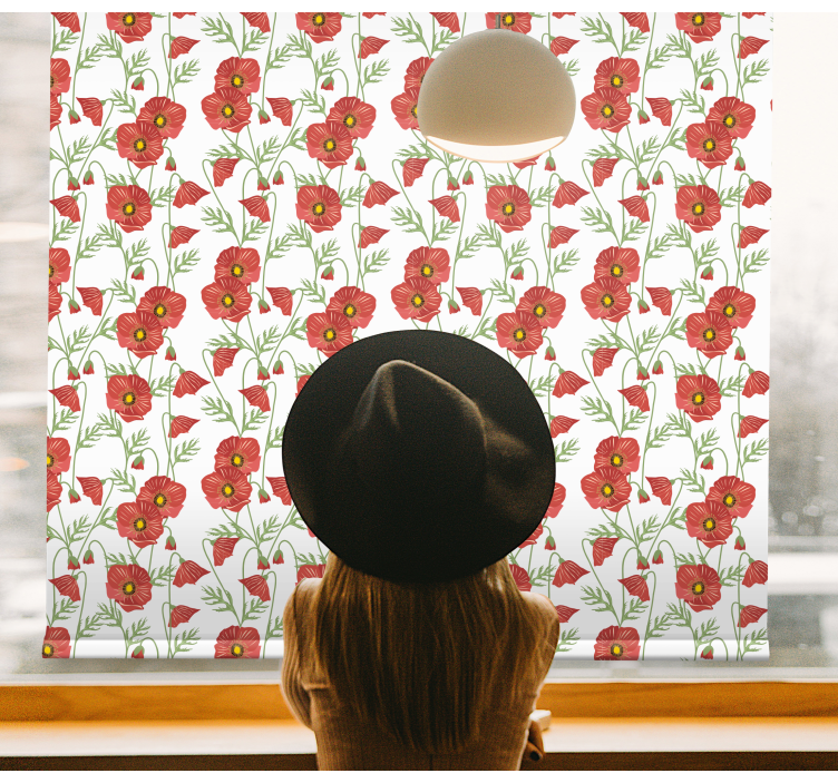 Toile fenêtre fleur motif coquelicot rouge - TenStickers