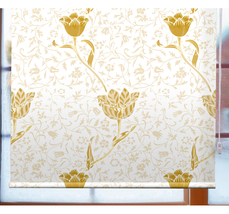 Toile fenêtre fleur motif élégant doré - TenStickers