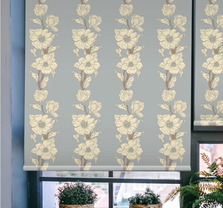 Toile fenêtre fleur motif vertical élégant - TenStickers