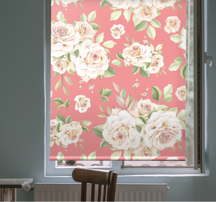 Toile fenêtre salle à manger motif floral de roses - TenStickers
