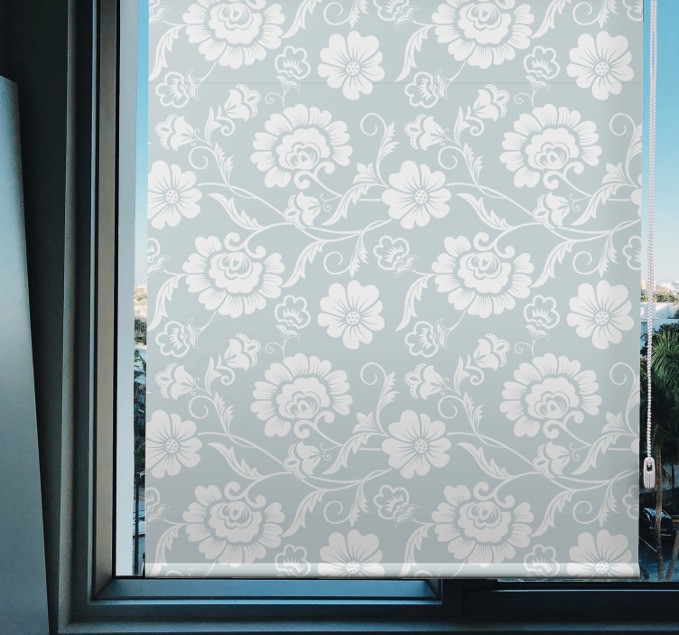 Toile fenêtre fleur motif gris sophistiqué - TenStickers