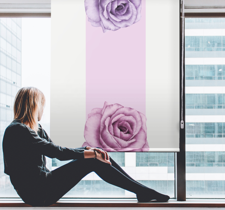 Toile fenêtre fleurs et plantes accent de rose violette - TenStickers