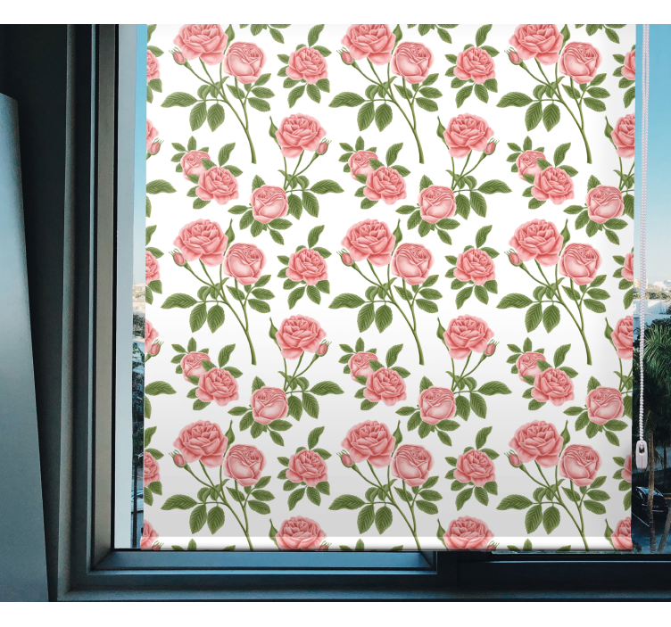 Toile fenêtre fleurs et plantes beau motif de roses - TenStickers