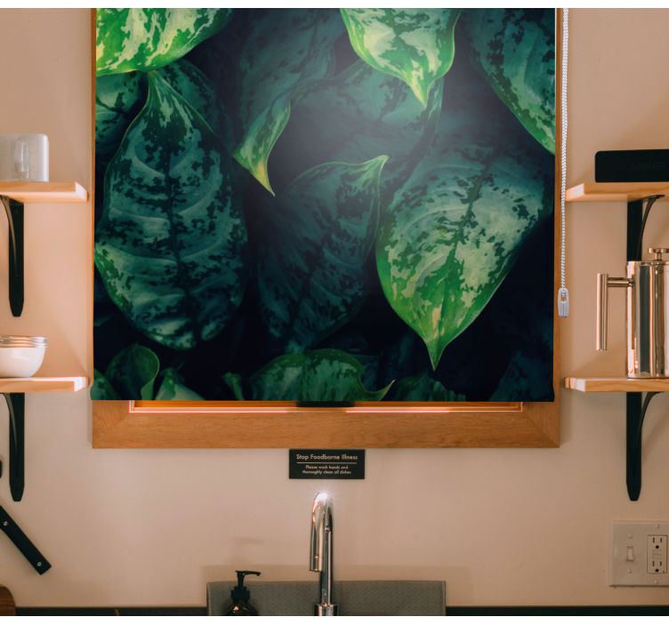 Toile fenêtre fleurs et plantes feuilles vertes vibrantes - TenStickers