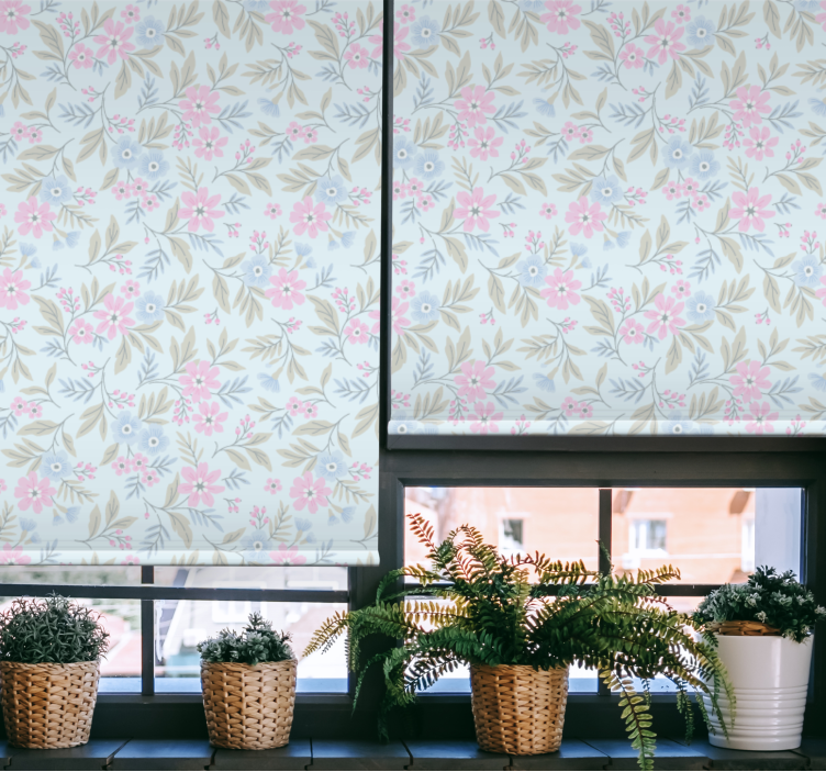 Toile fenêtre fleurs et plantes motif botanique subtil - TenStickers