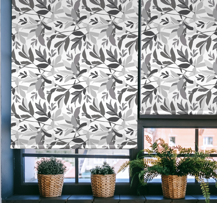 Toile fenêtre fleurs et plantes motif de feuille élégant - TenStickers
