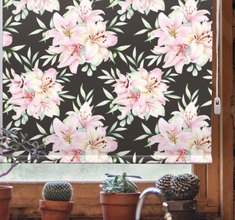 Toile fenêtre fleurs et plantes motif de lys - TenStickers