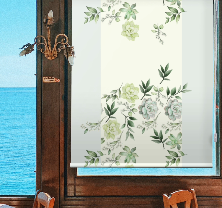 Toile fenêtre élégante motif de verdure florale - TenStickers