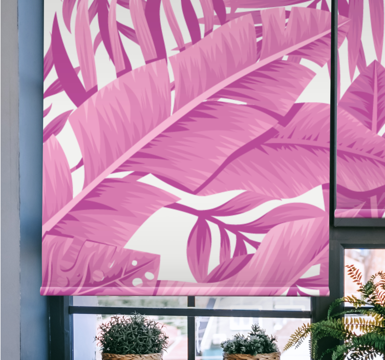 Toile fenêtre fleurs et plantes motif feuilles tropicales - TenStickers