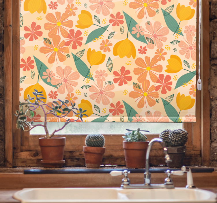 Toile fenêtre fleurs et plantes motif floral - TenStickers