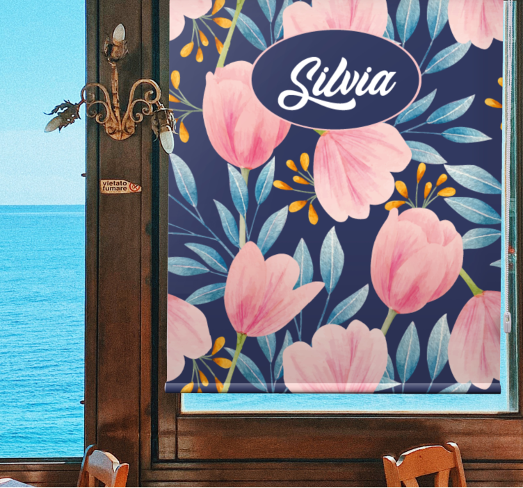 Toile fenêtre fleurs et plantes motif floral rose - TenStickers