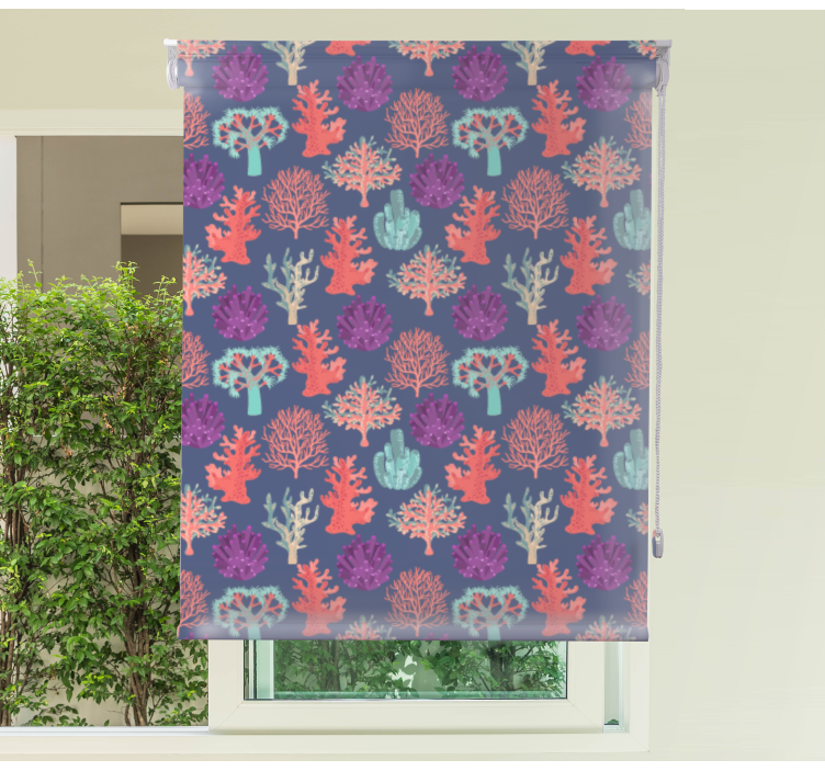 Toile fenêtre fleurs et plantes motifs de corail colorés - TenStickers
