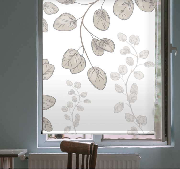 Toile fenêtre fleurs et plantes motif de feuilles fines - TenStickers
