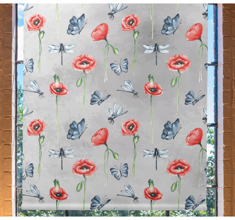 Toile fenêtre fleurs et plantes chiots et insectes - TenStickers