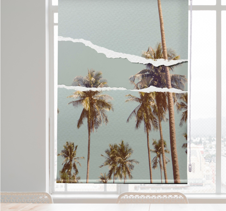 Toile fenêtre arbre conception d'été de palmier - TenStickers