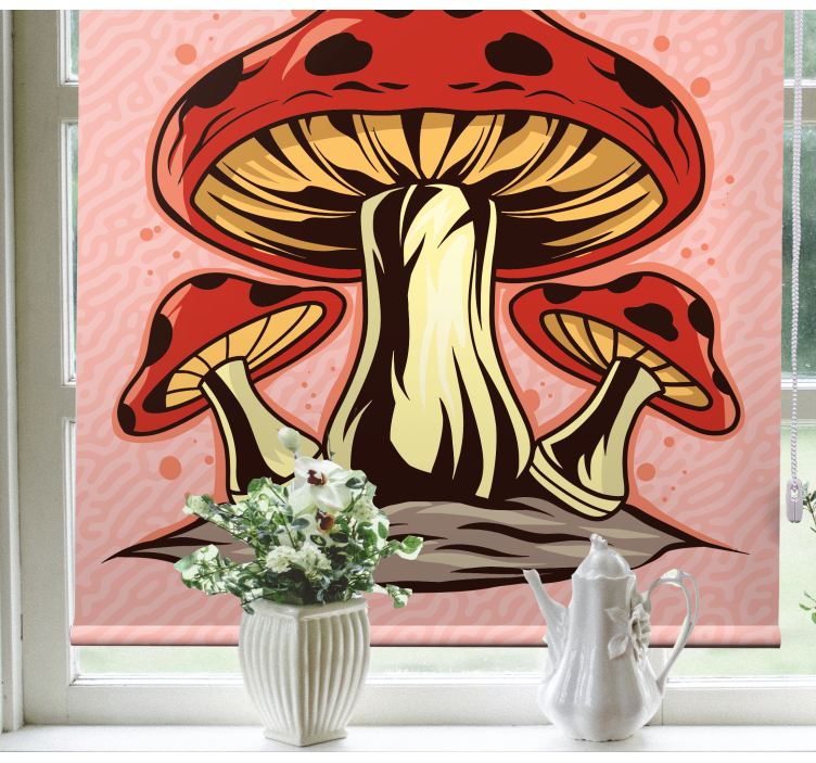 Toile fenêtre fleurs et plantes trio de champignons vibrants - TenStickers