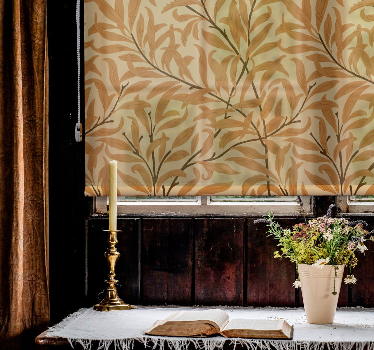 Toile fenêtre fleur imprimé de feuilles botaniques - TenStickers