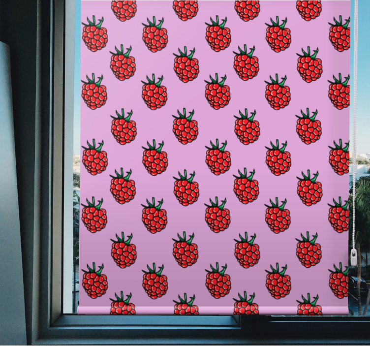Toile fenêtre fruits et légumes motif framboise - TenStickers