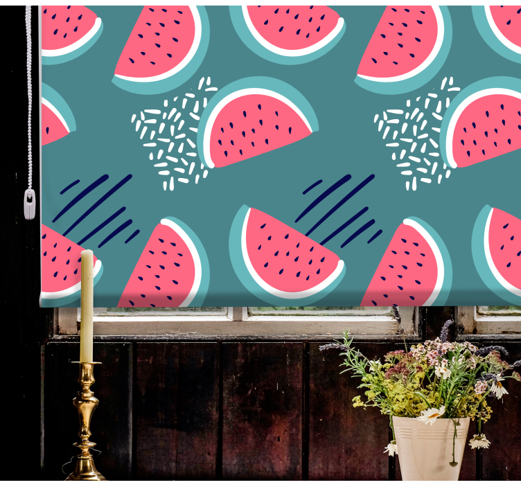 Toile fenêtre fruits et légumes motif tranche de pastèque - TenStickers