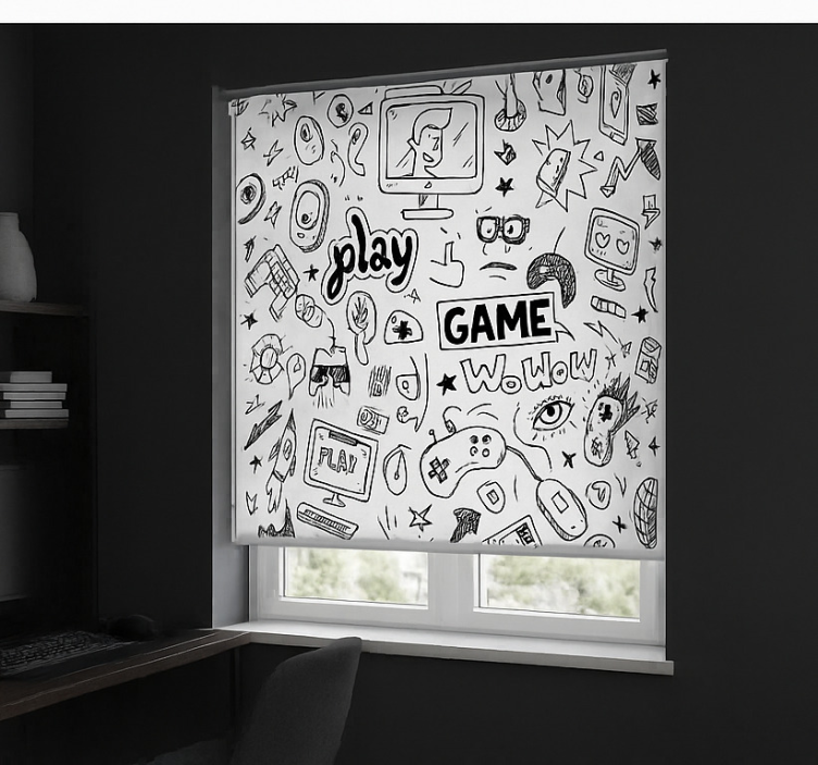 Toile fenêtre geek conception de jeu noir et blanc - TenStickers
